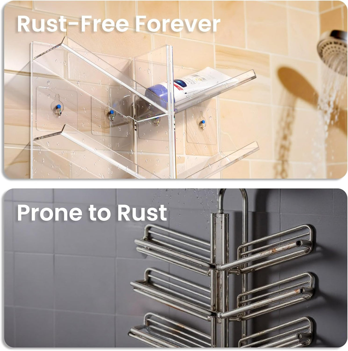 AITEE Acrylic Bathroom Organizer Caddy Shampoo Holder Combination Shelf