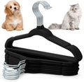 Weysat 24 Pcs Black Pet Hangers 11" Non-Slip Velvet 360° Swivel Hook
