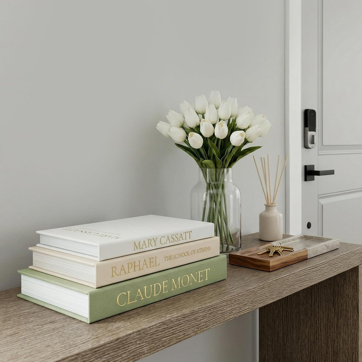 Sage Green Faux Book Box Set of 3 - Linen Decorative Books for Shelves, Fake Books for Decoration with Secret Compartment, Cottagecore Aesthetic Room Decor (Green-Beige-White)