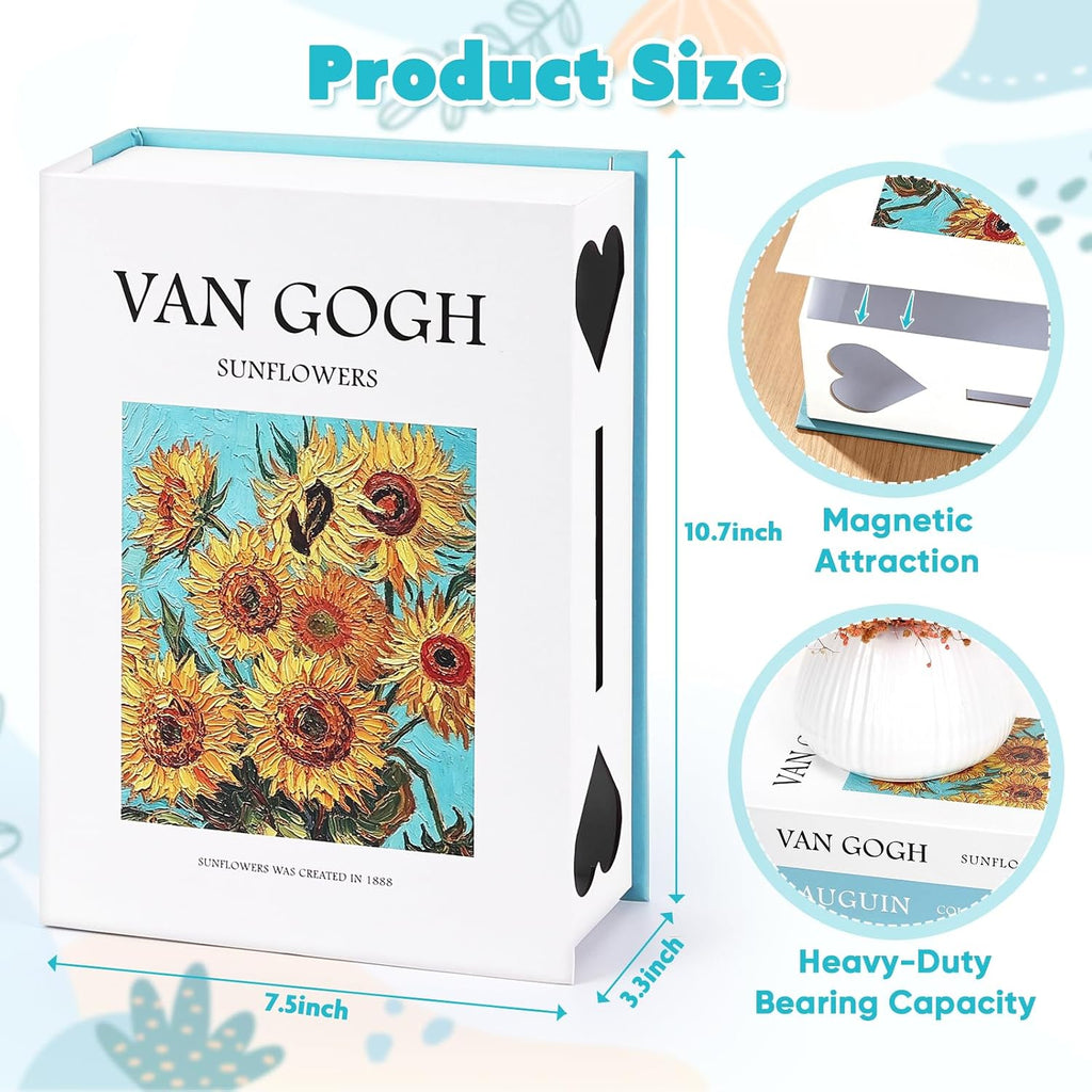 Book Shape Decorative Cable Management Box, Sunflower Gogh