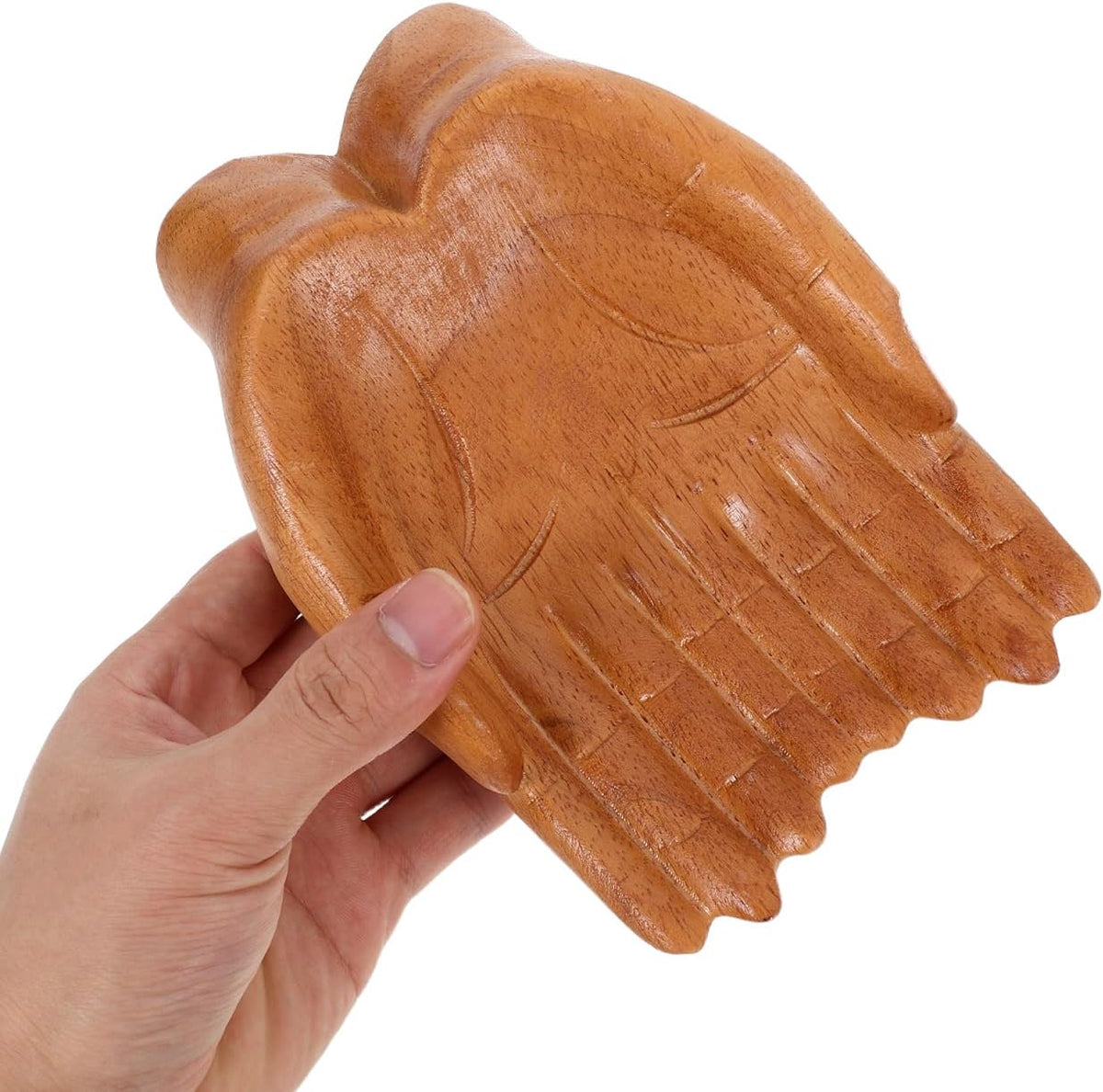 Beaupretty Hand Carved Decorative Wooden Bowl Key Bowl Holder for Entryway Table Snack Holder for Living Room Coffee Table Artistic Home Decor Accent 7.08 X 4.92 X 1.96 in