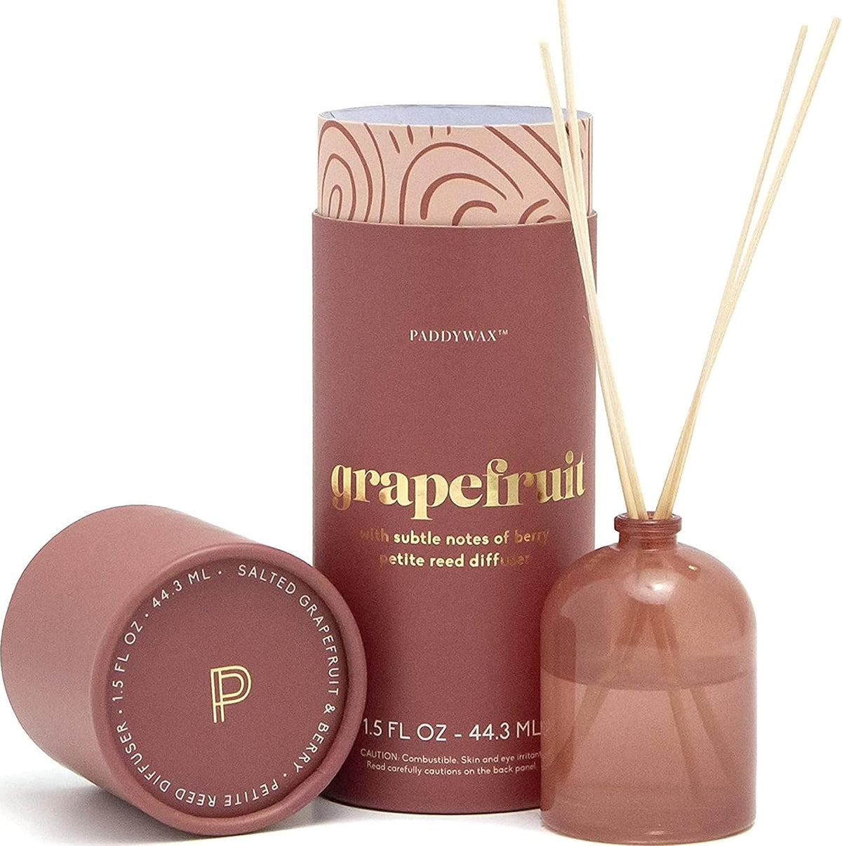Paddywax Petite Reed Diffuser Set, Grapefruit, Rose, 1.5 oz