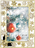 GUOER Christmas Decorations Photo Frame 4x6 Inch Snowflake Christmas Metal Photo Display Picture Photo Frames with High Definition Glass Front Gift Ideas Tabletop Home Decorative (Golden)