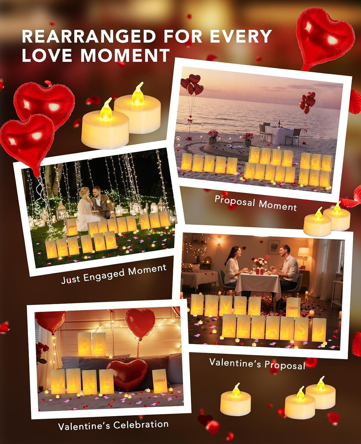 ANZOME Will You Marry Me Proposal Decorations Kit 35 Light Up Luminary Bags