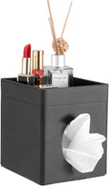 Sumnacon Square Tissue Box Cover with Storage Tray,Tissue Box Holder,Black