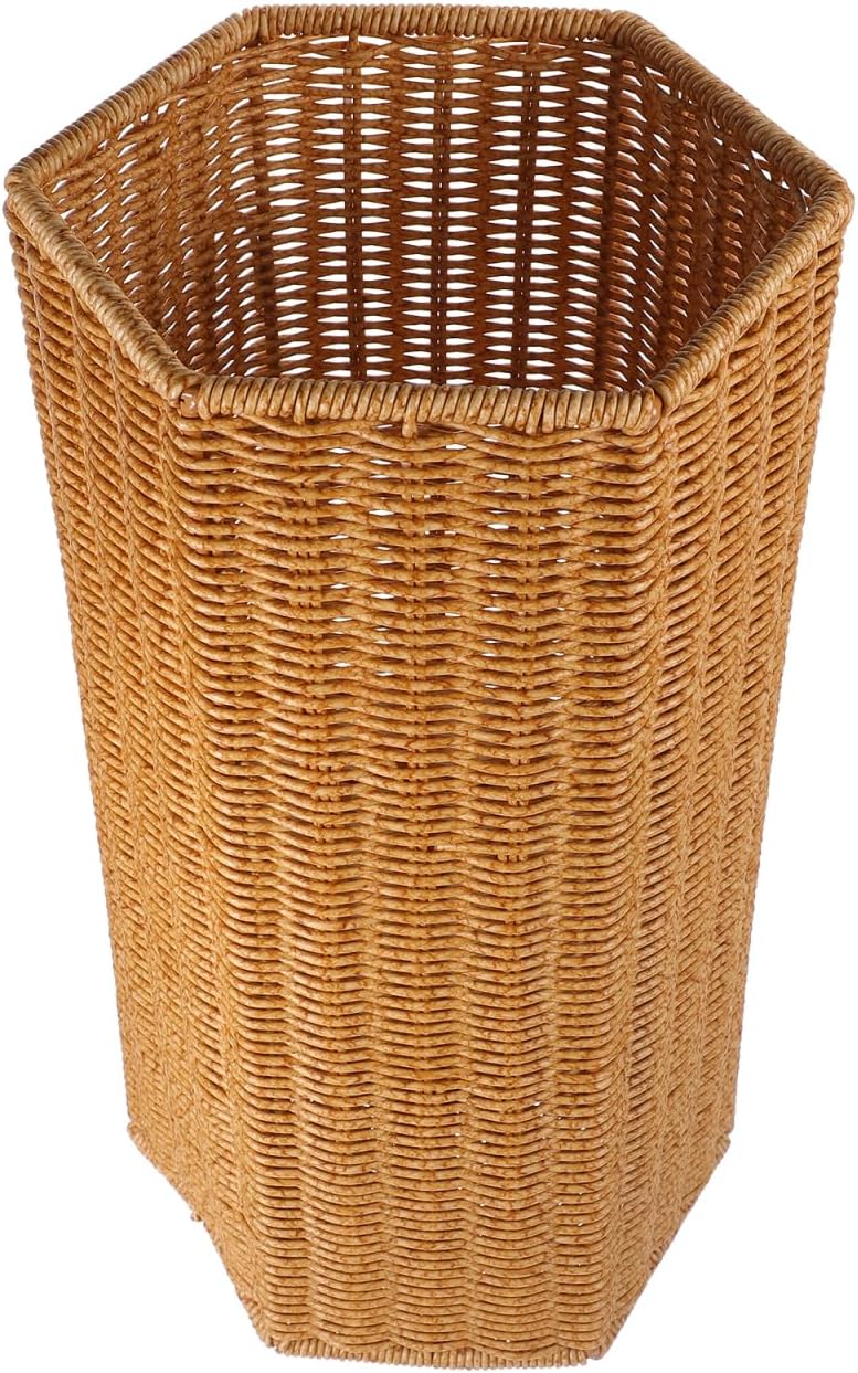 Angoily Artificial Rattan Umbrella Stand with Large Capacity Storage Bucket and Tray Indoor Umbrella Holder for Entryway and Office Multi-Use Rainshade Organizer with Yoga Mat Storage 15.55X7.87X7.48In