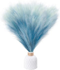 KALYLOC 8Pcs Blue Faux Pampas Grass Short Artificial Pampas Grass Plants