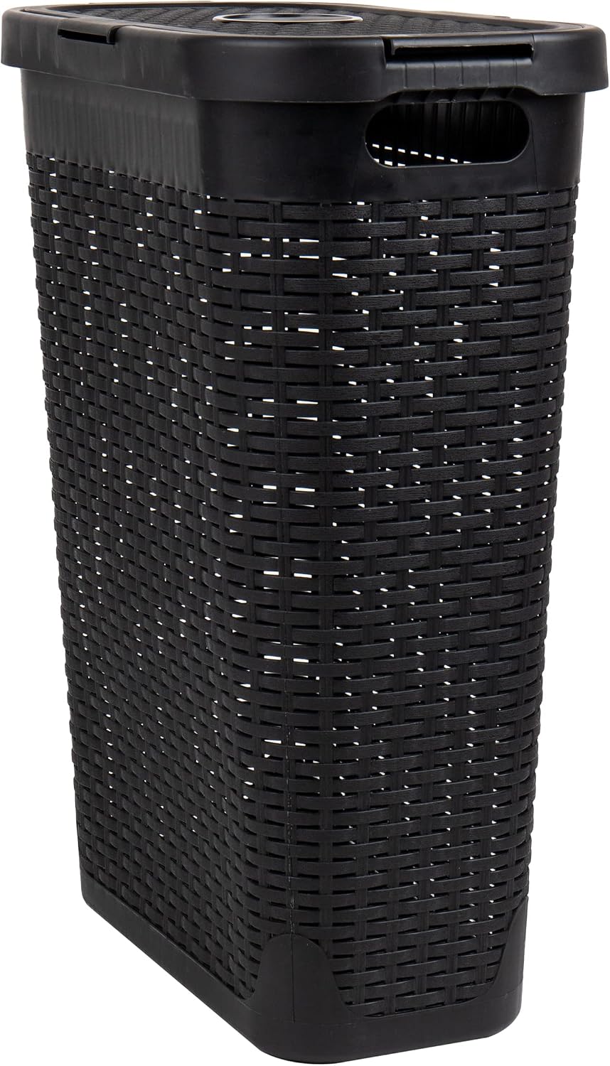 Mind Reader 40L Slim Laundry Hampers with Lids, Set of 2, Black