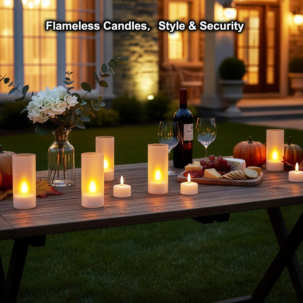 Flameless Tea Lights Candles with Charging Station,LED Tea Lights Candles with Remote Control Timer for Table Decorations,Valentine's Day,Home Decor,6-Pack with Frosted Plastic Candle Covers