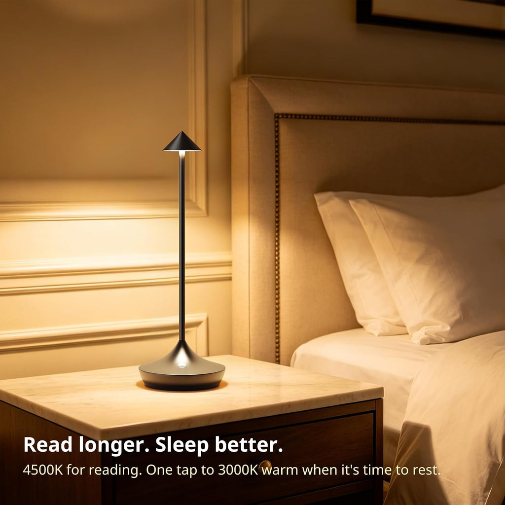 Cordless Rechargeable Table Lamp, Long-Lasting 60-Hr Battery, Dimmable LED