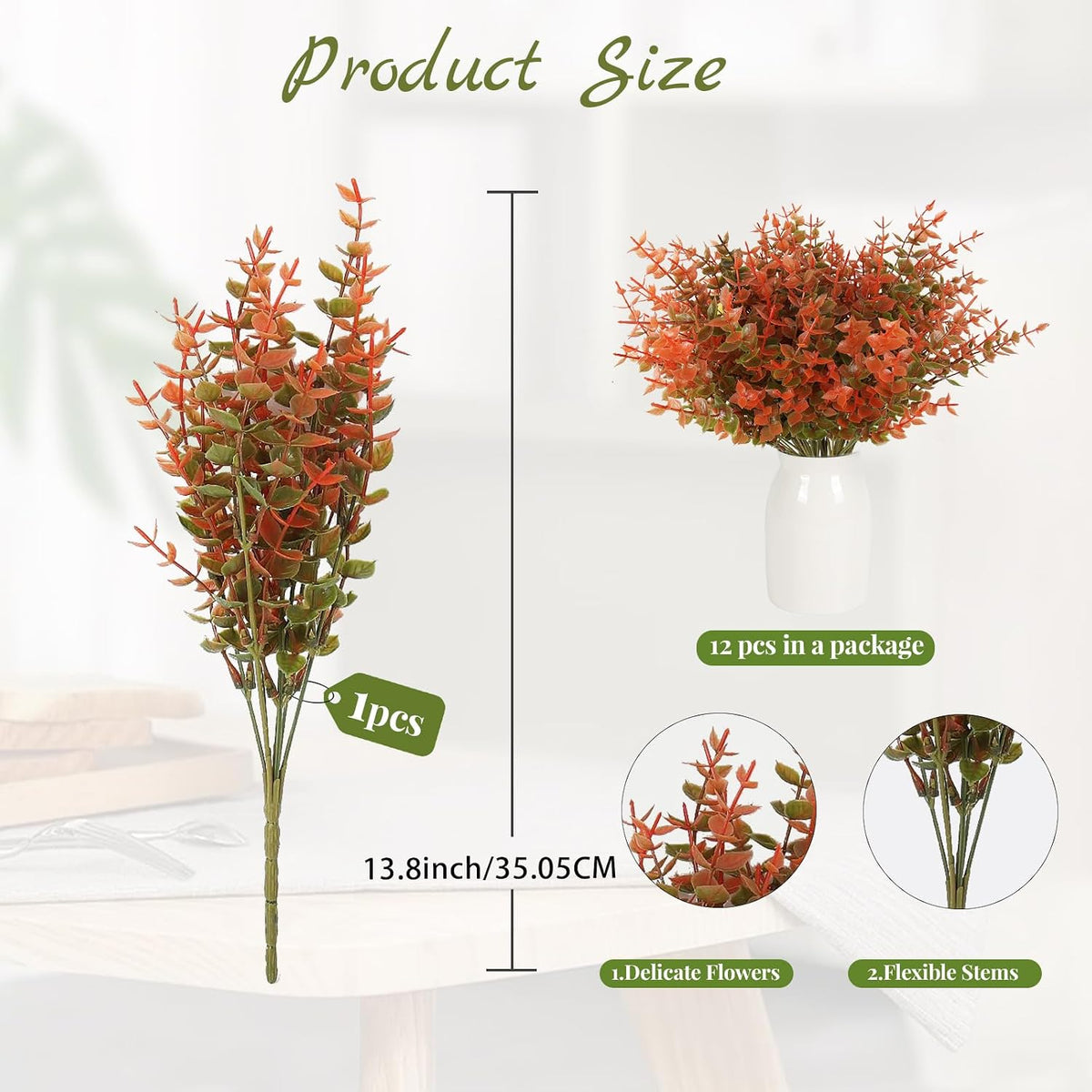 RECUTMS Artificial Fall Mums Flowers No Fade Faux Autumn Plant Outdoor 12Pc