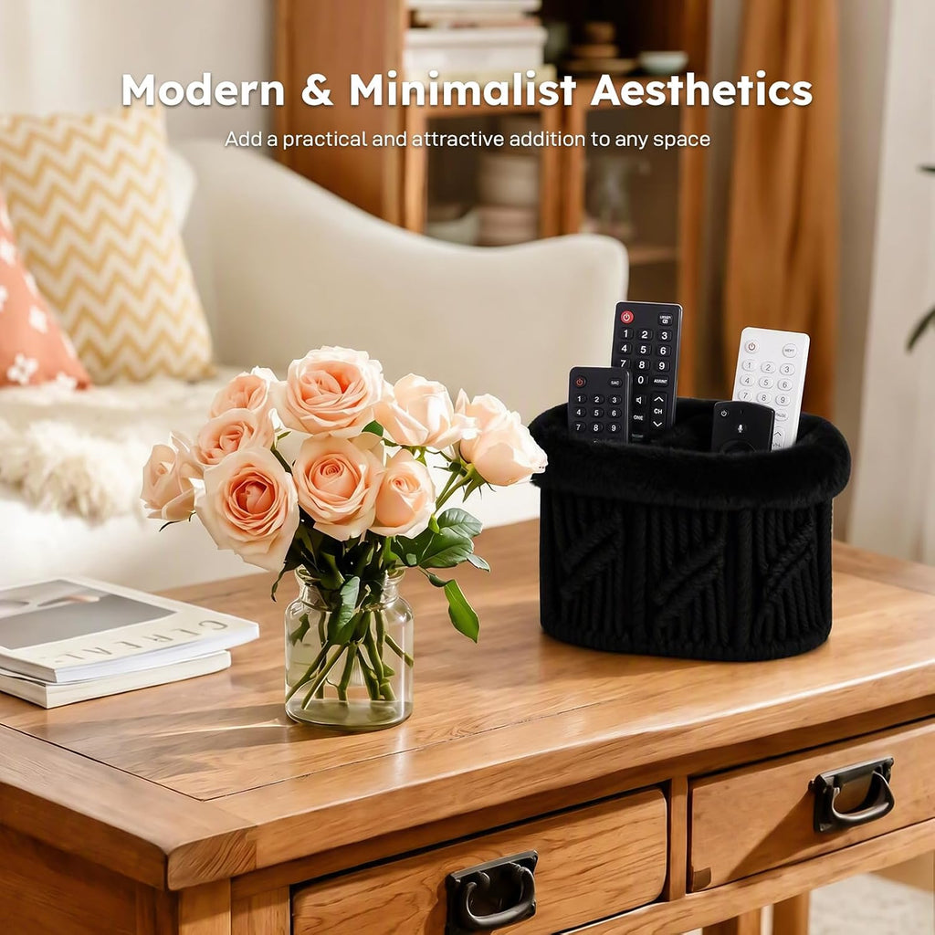 Remote Control Holder, 2 Slots Plush Lined TV Remoter Holder Caddy