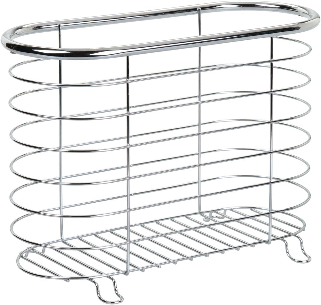 mDesign Steel Magazine Holder Storage Organizer Bin - for Bathroom, Living Room, Home Office Organization - Holds Papers, Books, Files, Folders - Omni Collection - Chrome