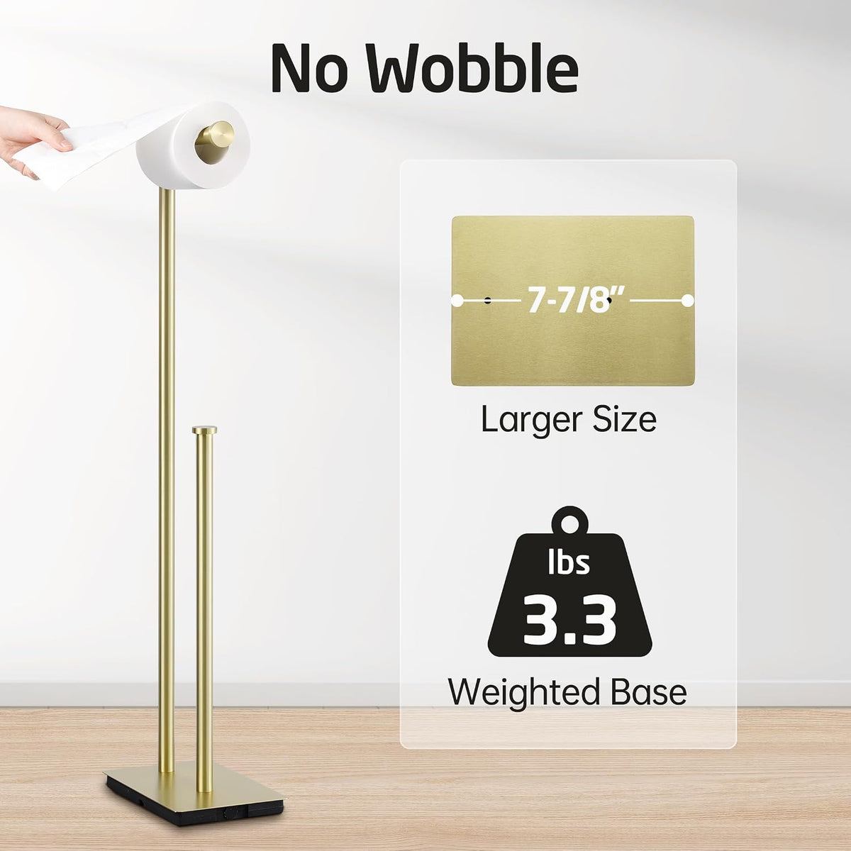 KES Free Standing Bathroom Toilet Paper Roll Holder with Storage