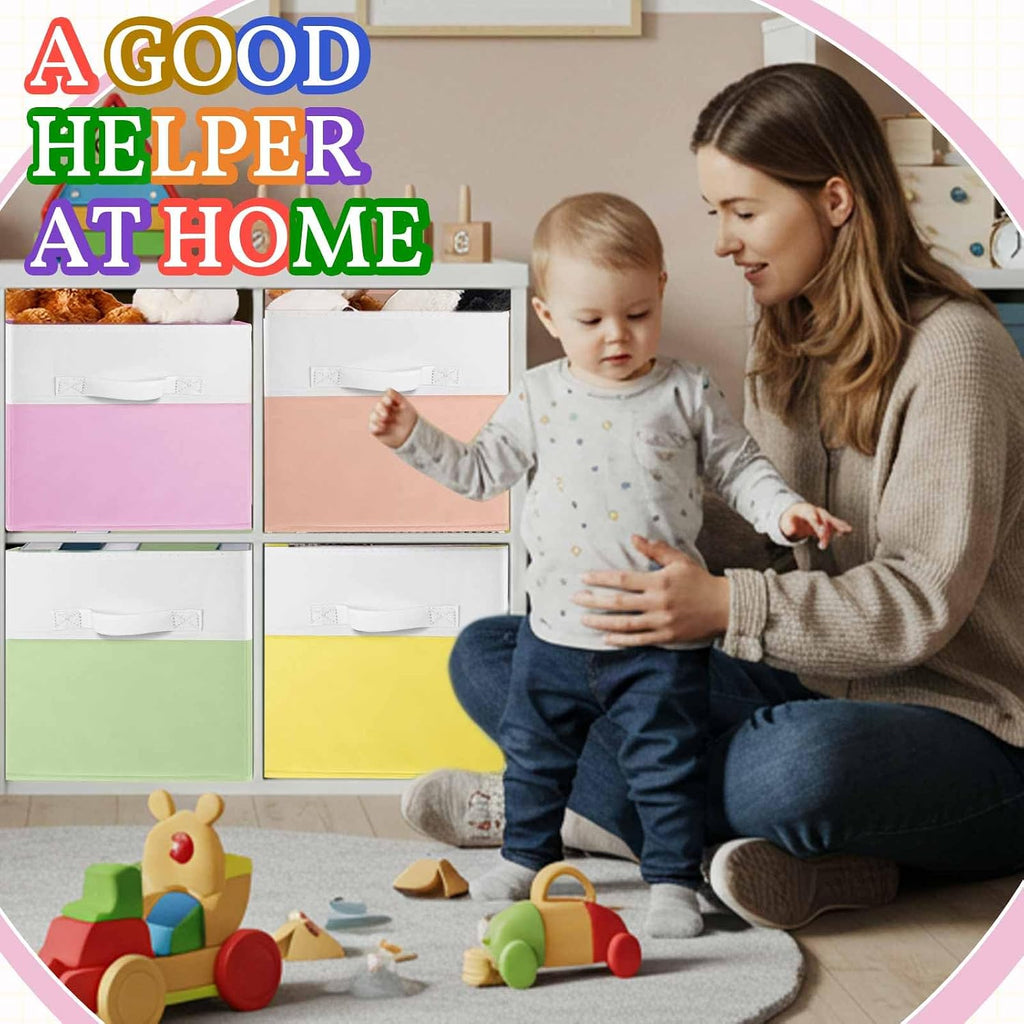 Yinder 6 Pcs Cube Storage Bin Macaron Color 10.5''x10.5''x11'' Storage Cube