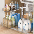 ETOYA 2 Pack Under Sink Organizer Kitchen, 2-Tier Pull Out Cabinet Organizer, L-Shaped Adjustable Height, Acrylic Under Sink Storage Shelf for Kitchen, Bathroom Vanity & Utility Closet