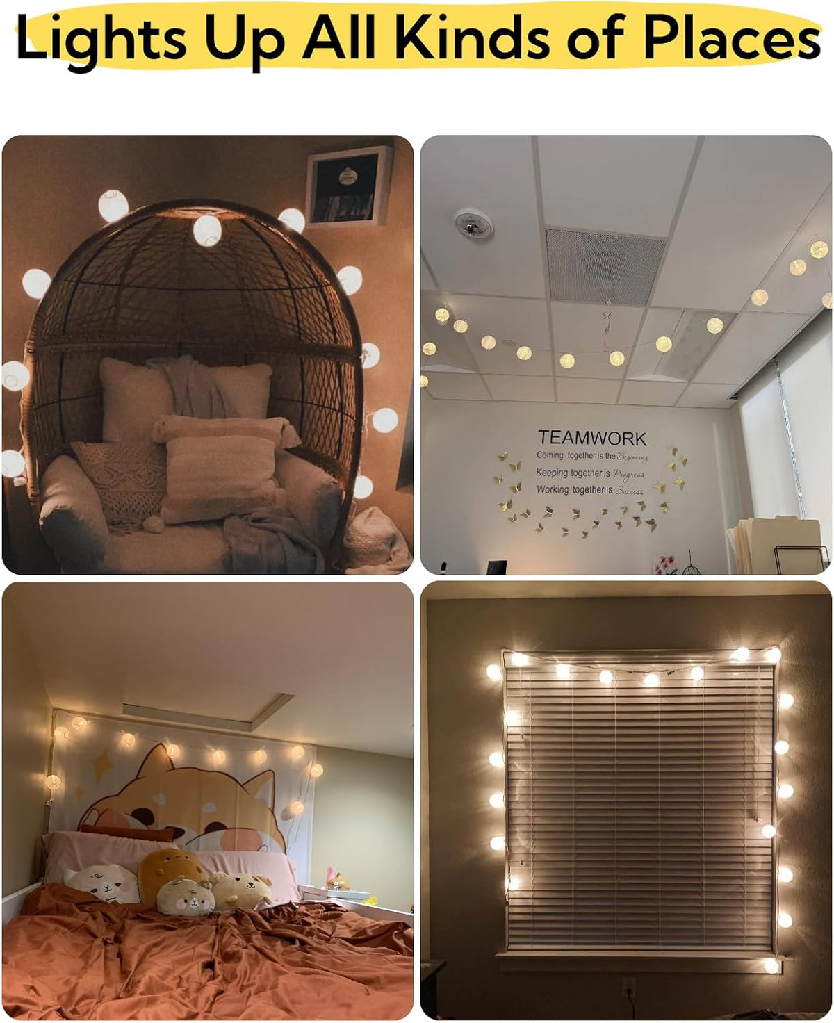 Lantern String Lights 10FT 10Leds Battery Powered, Cozy Fashionable Globe String Lights for Bedroom with Timer Room Decoration for Dorm, Plants, Bed Frame(Lanterns Need Simple Assembly)