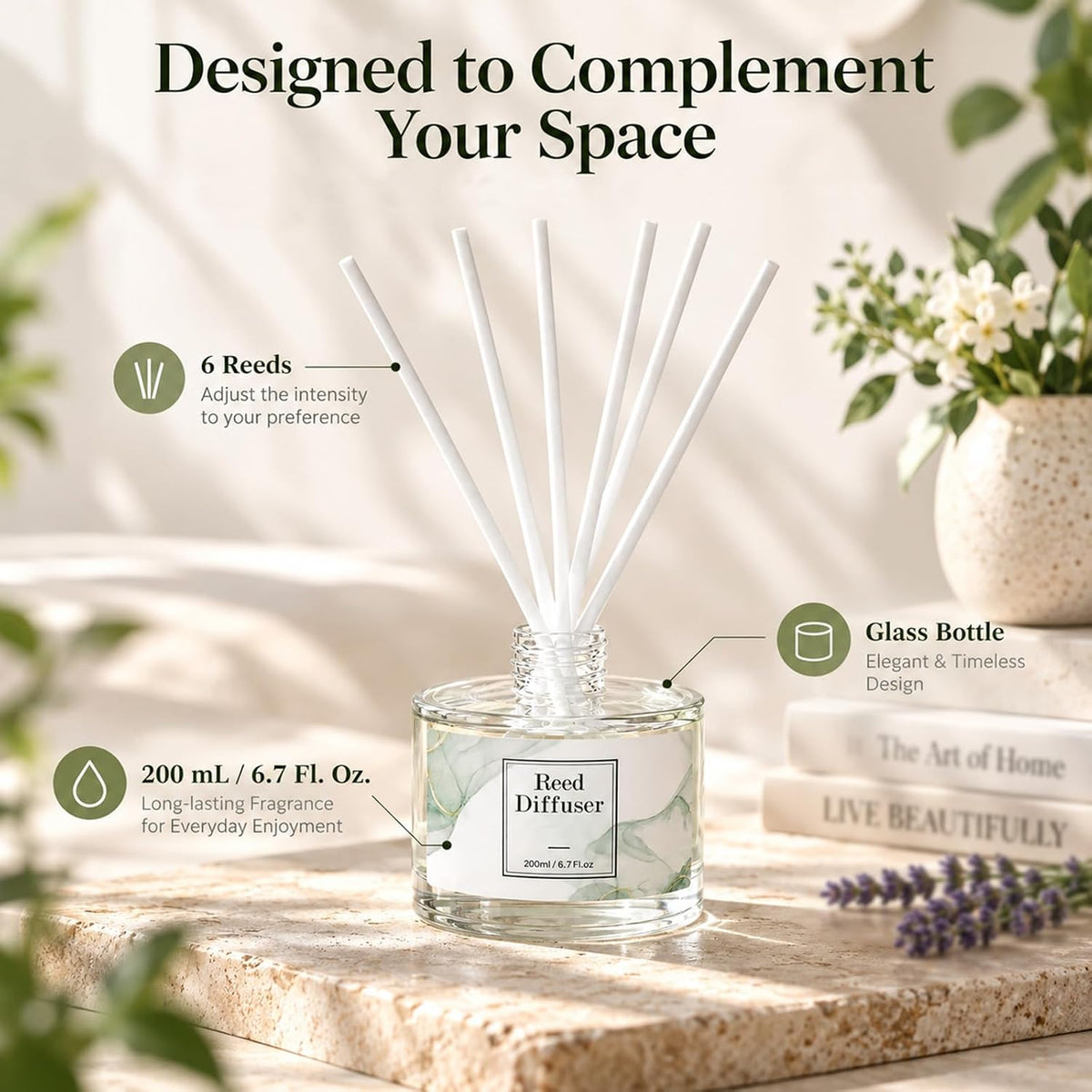 Reed Diffuser Set, Clean Linen, 6.7 Fl Oz, Home Fragrance