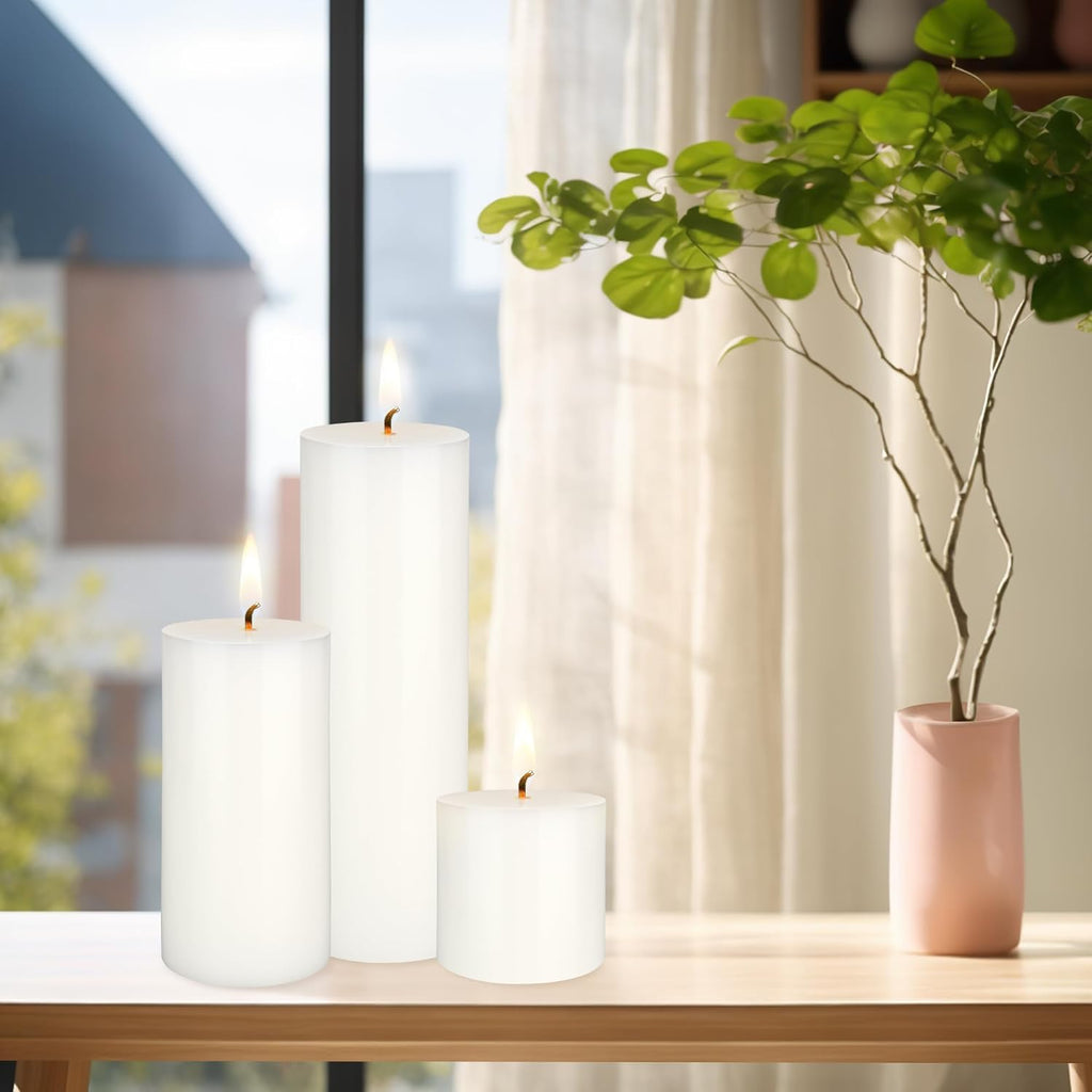 Mega Candles 1 pc Unscented Solid White Pillar Candles, Hand Poured Premium Wax Candle 3 Inch x 6 Inch, Home Décor, Spas, Weddings, Occasions, Party, Centerpieces, Holidays, Vigils, Prayers