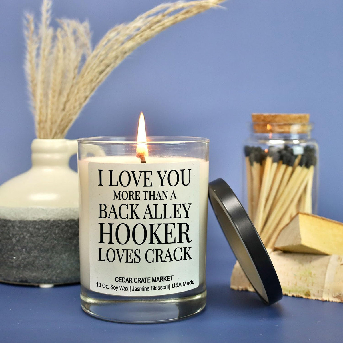 CEDAR CRATE MARKET Soy Candle, Jasmine Blossom, 10 oz, Best Friend Humor, Unique Birthday Gift for Women, Non-Toxic, Highly Scented, 50-60 Hours Burn Time