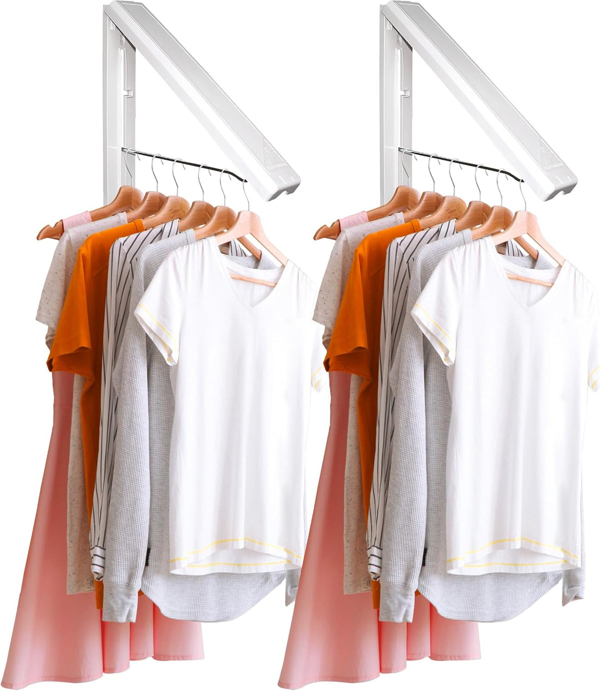 InstaHanger Retractable Laundry Room Rack, ABS Plastic, Steel Rod, 2 Pack