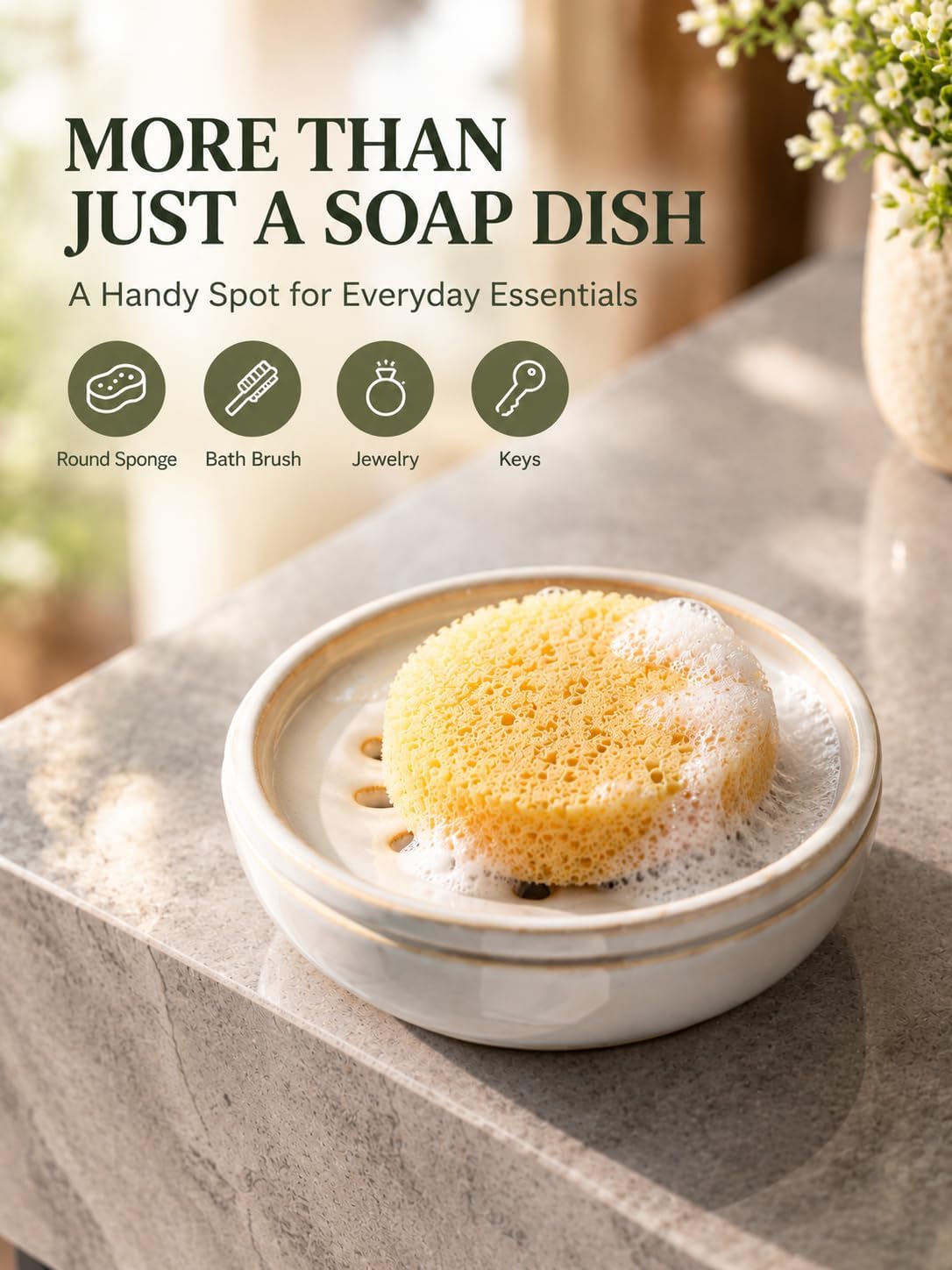 Miamolo Soap Dish for Shower, 2-Layer Bar Soap Holder, Extends Soap Life