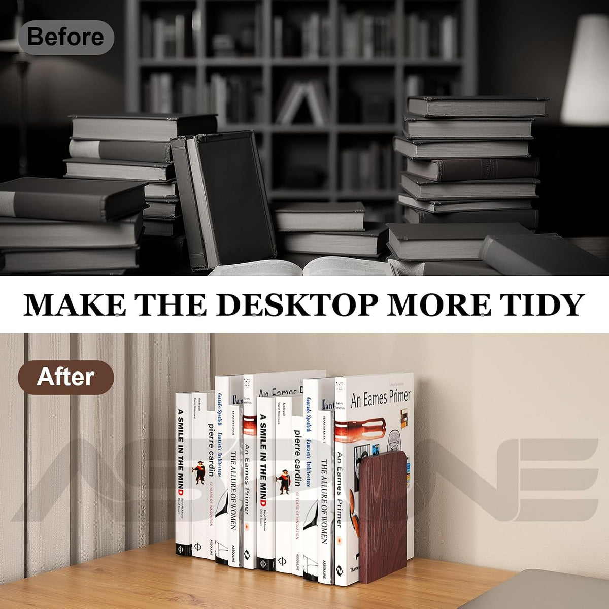 Book Ends 1Pair Wooden Heavy Duty Non Slip Book for Shelf Books & Media