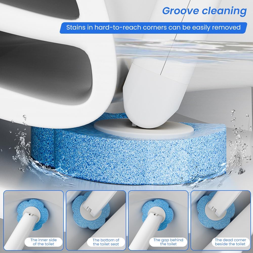 Disposable Toilet Brush: Toilet Bowl Brush and Holder Set with 24 Wand Refills, Upgraded Handle Auto Open Cleaners, Toilet Cleaning System with Storage Caddy for Sink, Bathtub, Floor, Drain
