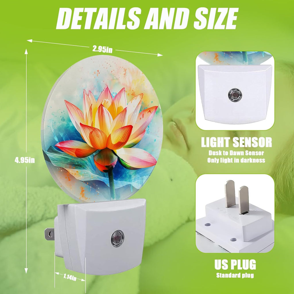 Magic Lotus Flower Bloom Night Light,Floral Plug-in Night Lights with Dusk-to-Dawn Sensor for Bedroom Bathroom and Living Room Sleep Friendly lamp