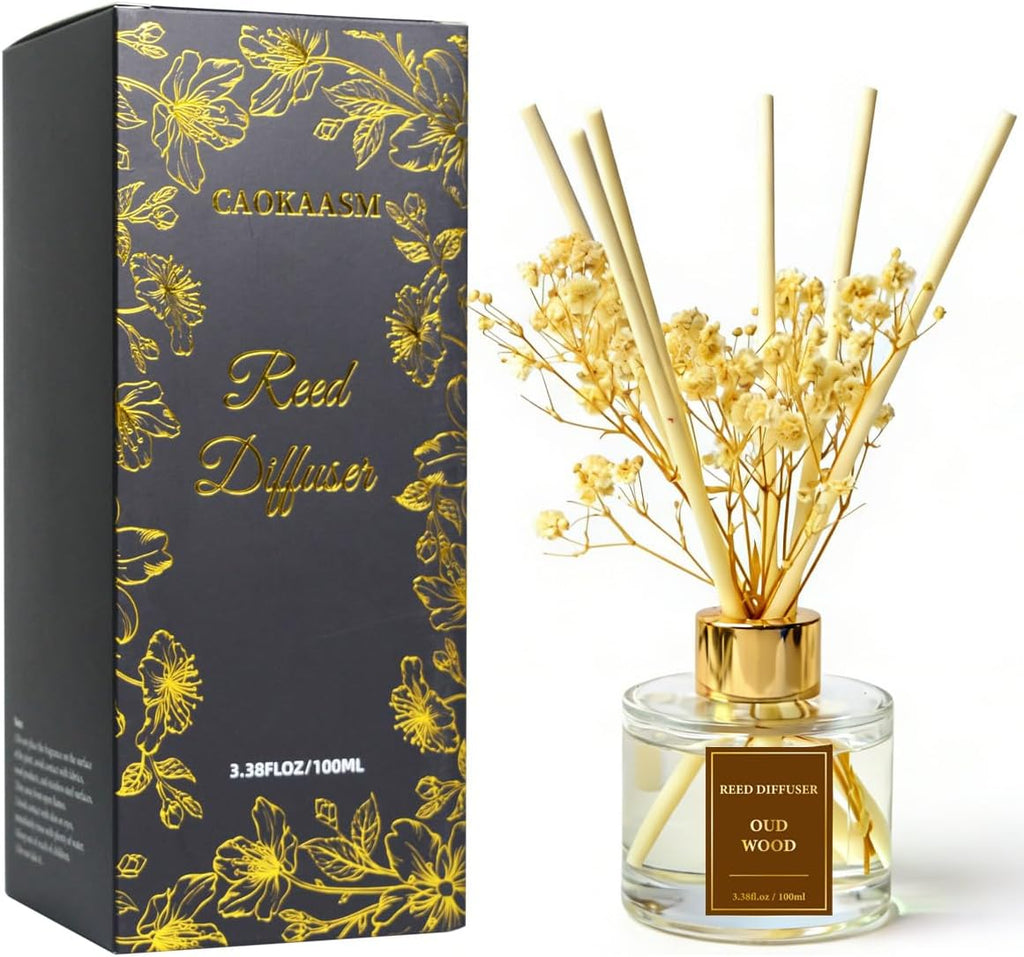 Reed Diffuser Set-Oud Wood Scent 3.38 fl oz,Scent Long