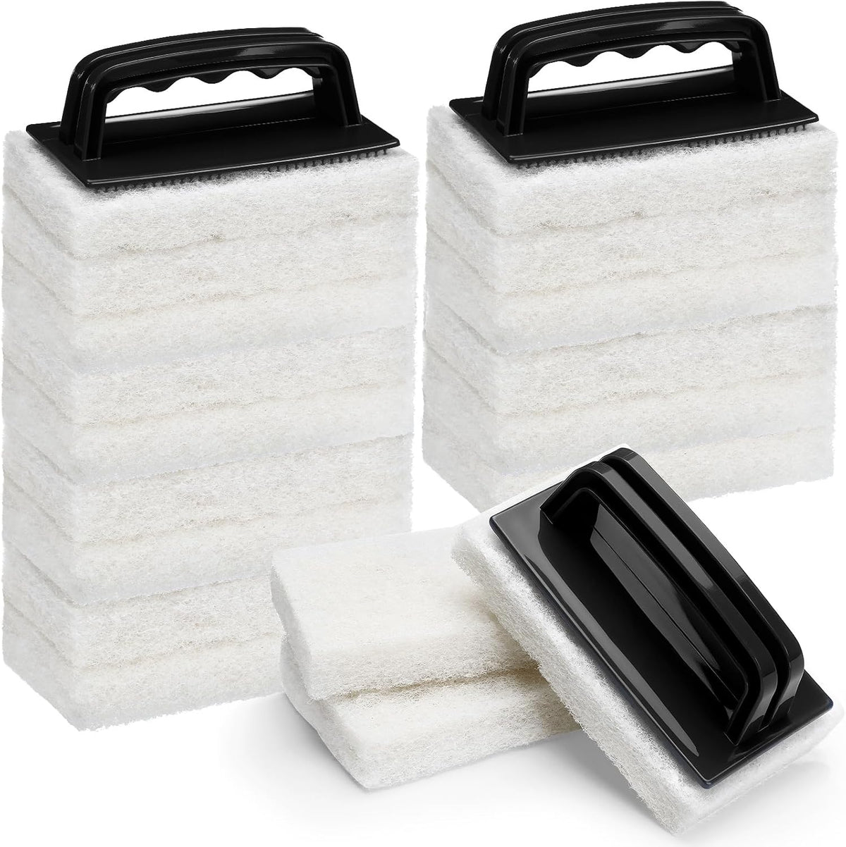 Maxdot 18 Pcs Handled Bath Scrubber Sponge Scrub Pad with Handle Cleaning