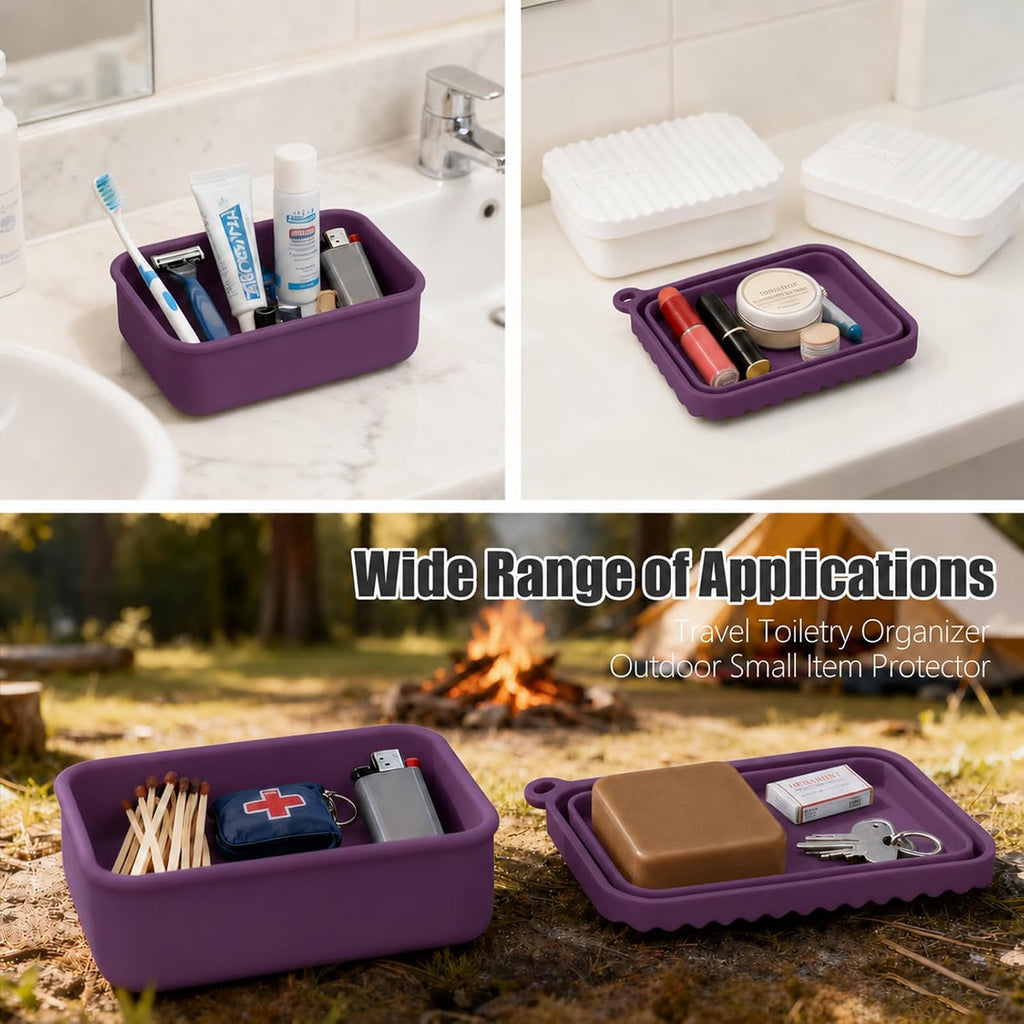 AIDIMMING Jumbo Silicone Travel Soap Case for 10 oz Soap Bars (Deep Purple)