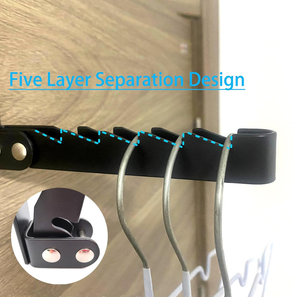 Collapsible Over The Door Hooks, 2 Pack Folding Drying Rack Hanger for Clothes & Coats, Indoor Laundry Room, Bathroom & Dorm, Space-Saving Compact Small Space Portable Black