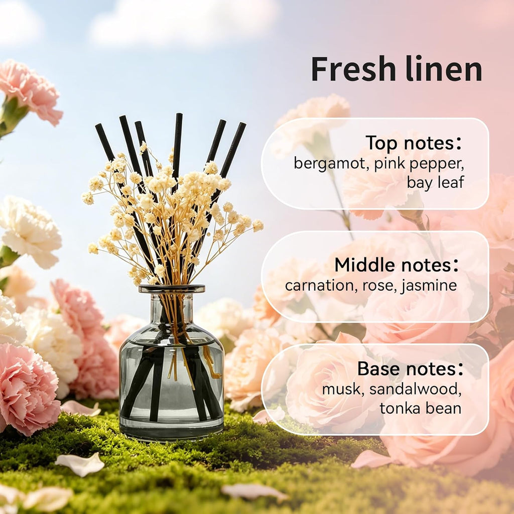 Brakula Reed Diffuser Set, Fresh Linen Scent, 4.06 fl oz Essential Oils