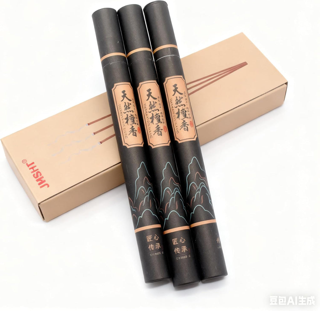 Natural Sandalwood Incense Sticks - Pure & Delicate Woody Scent for Meditation, Yoga & Sleep - Low Smoke, No Chemical Binders (3 Tubes / ~135 Sticks, 30 Min Burn Time)