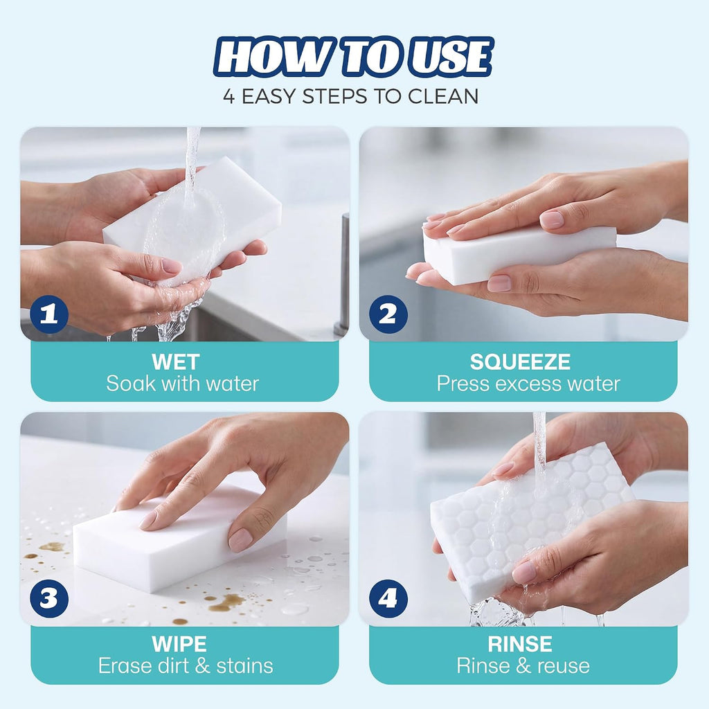 Magic Sponge Eraser 30Pack, 2X Density Melamine Foam Pads Bulk