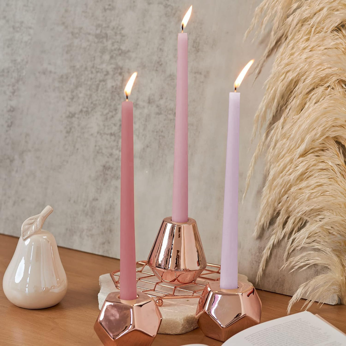 12 Pack Orange Taper Candles, 10 inch Unscented Dripless Candlesticks - 8 Hours Long Burning for Dinner, Wedding, Party, Halloween