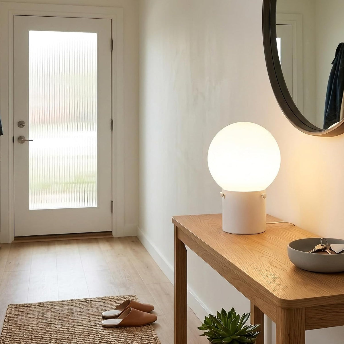 White Table Lamp Set of 2, Small Bedside Lamp with Frosted Glass Shade