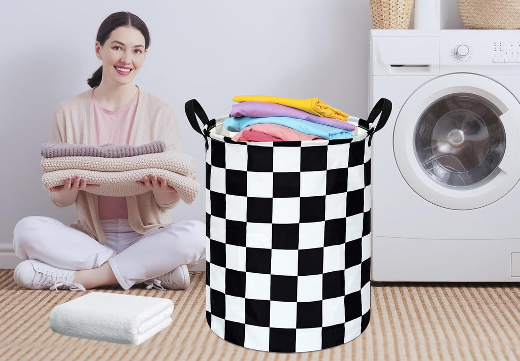 Racing Checkerboard Storage Basket for Boys Room, Foldable Laundry Hamper Organization Basket, Storage Bin, Toy Box,Gift Basket