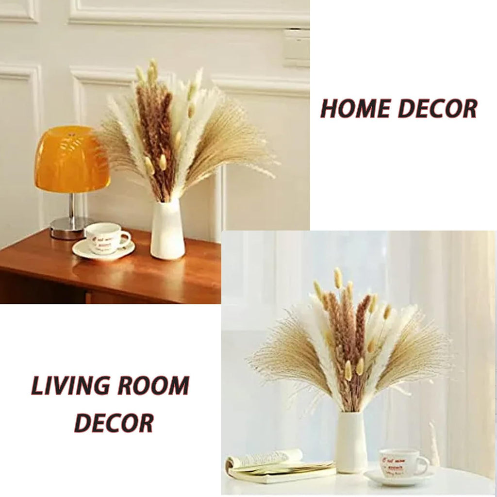 Natural Dried Pampas Grass Decor - 17.5" 75Pcs Fluffy Pampas Grass Bouquet