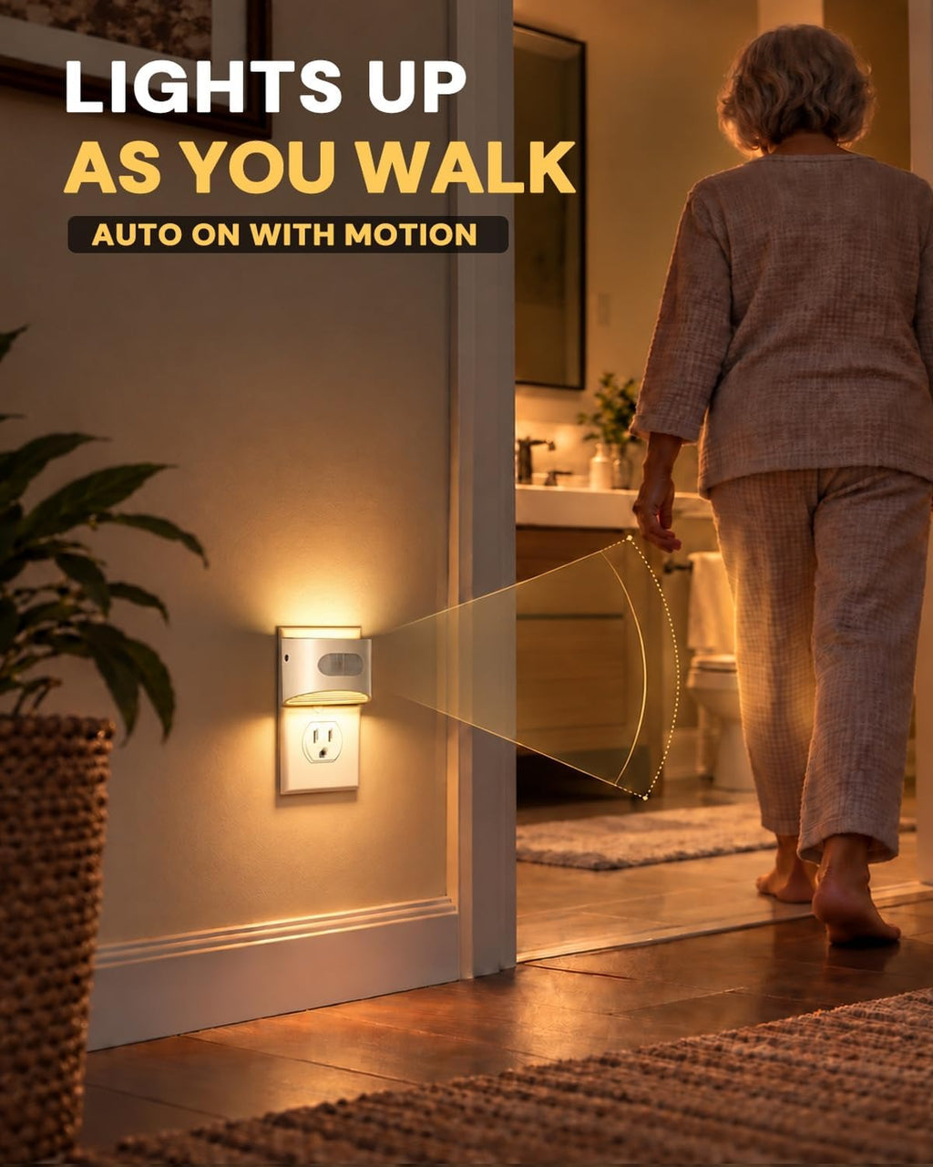L LOHAS LED Motion Sensor Night Light, Night Lights Plug into Wall, 4 Pack
