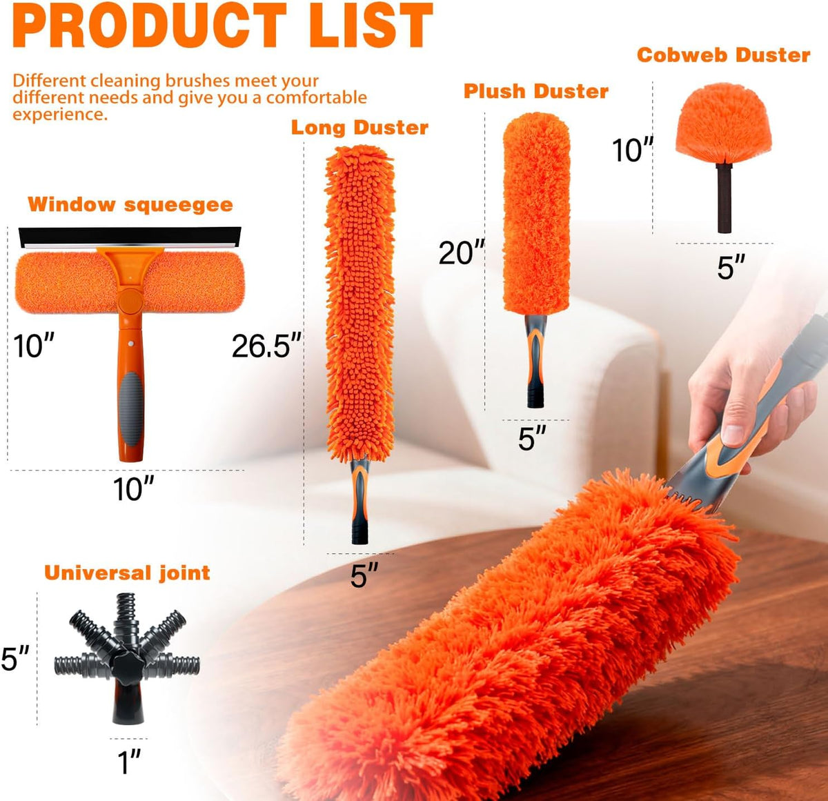 26FT High Reach Duster Cleaning Kit with 5-20 FTExtension Pole