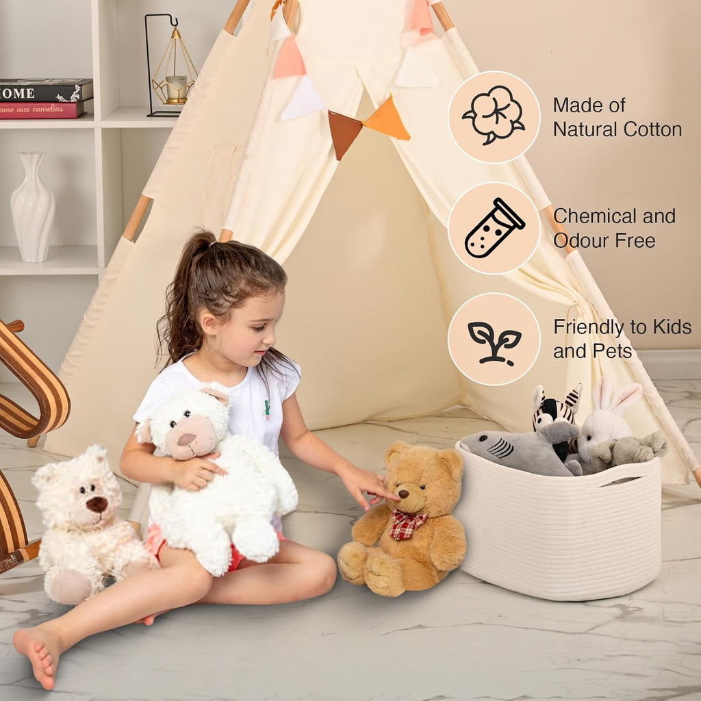 ICERZCZ Woven Cotton Rope Baskets for Gifts Empty, 15×11×9.5 Off White