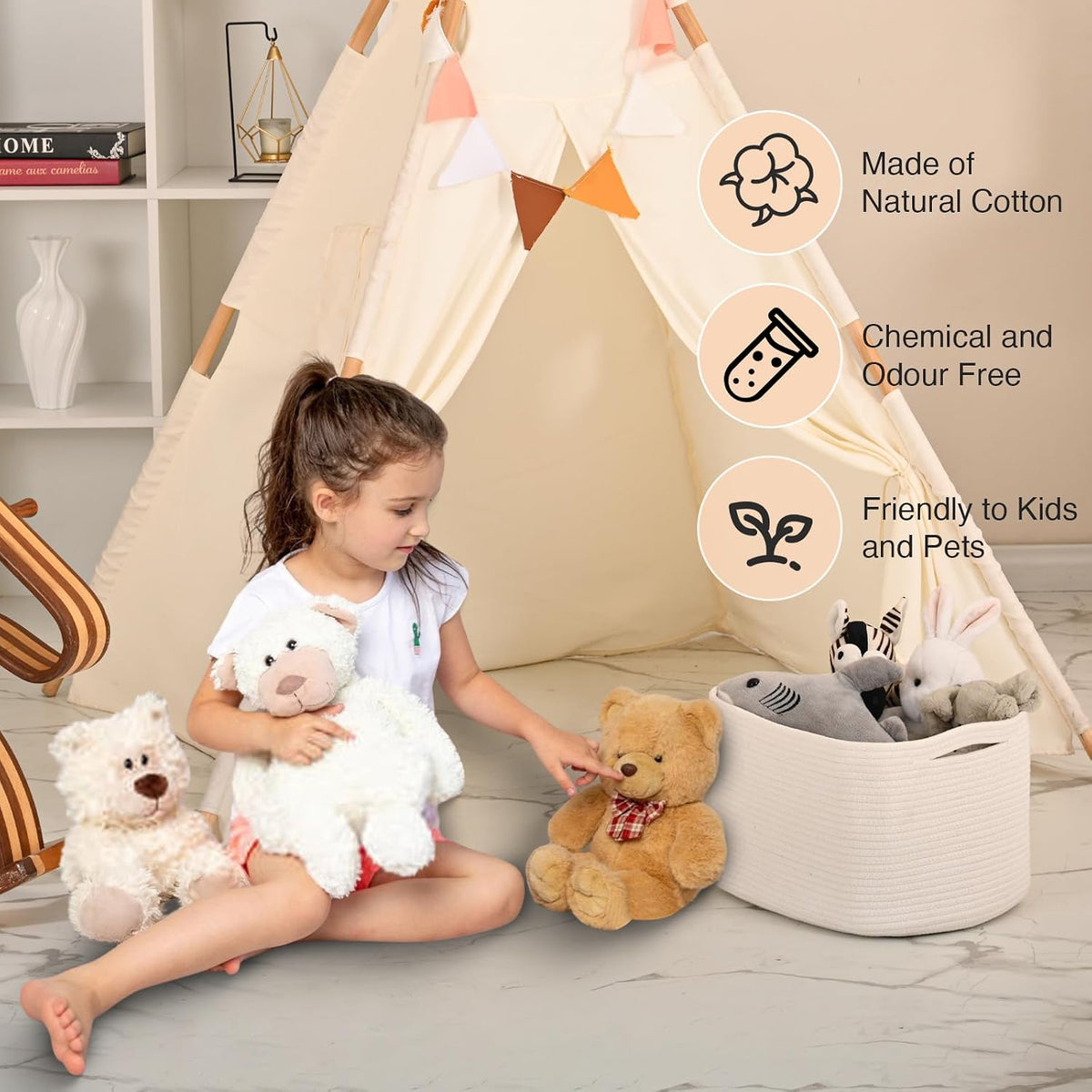 ICERZCZ Woven Cotton Rope Baskets for Gifts Empty, 15×11×9.5 Off White