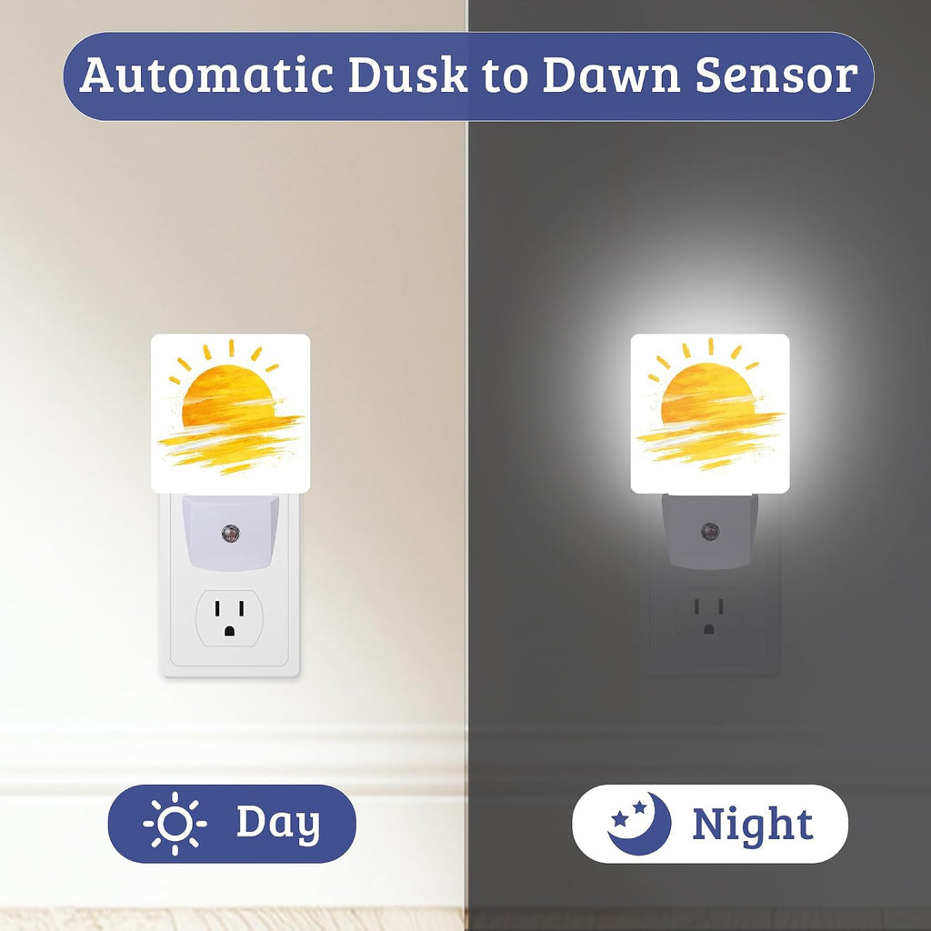 Boho Sun Night Light with Dusk to Dawn Light Sensors, Plug-in Wall Led Night Lights, Energy Efficient Lamp for Bedroom,Bathroom,Kitchen,Hallway,Stairs, Gifts Ideal for Girls Women