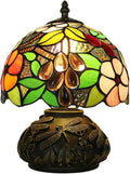 Tiffany Table Lamp 3-Way Stained Glass Style Bedside Reading Lamp Village Bedroom Nightstand Light 12inch Tall Office Home Decor Retro Unique Accent Lamp (Grapes Leaves)