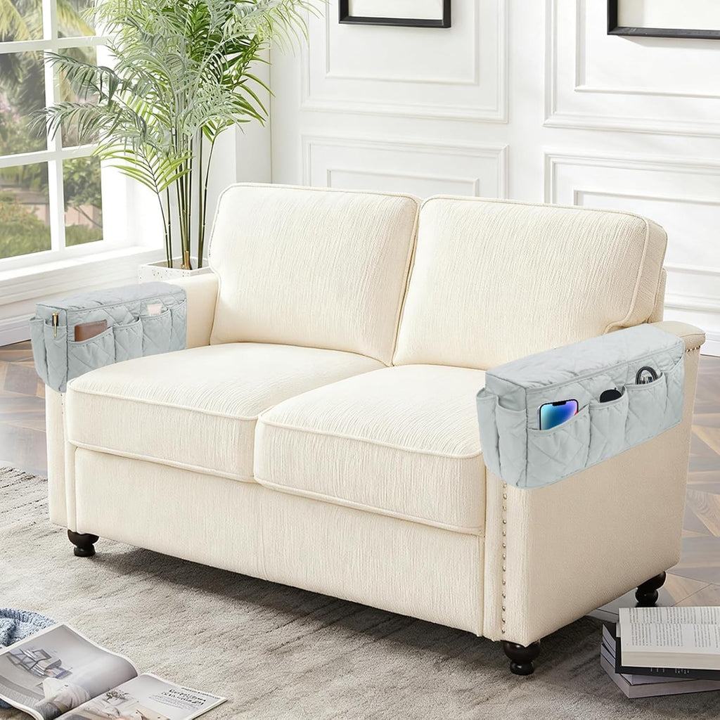 Remote Control Holder for Armchair, TV Remote Holder Arm Chair Caddy for Recliner, Non-Slip Couch Caddy Recliner Arm Caddy Sofa Armrest Organizer with 14 Pockets for Phone, Magazine, Light Grey