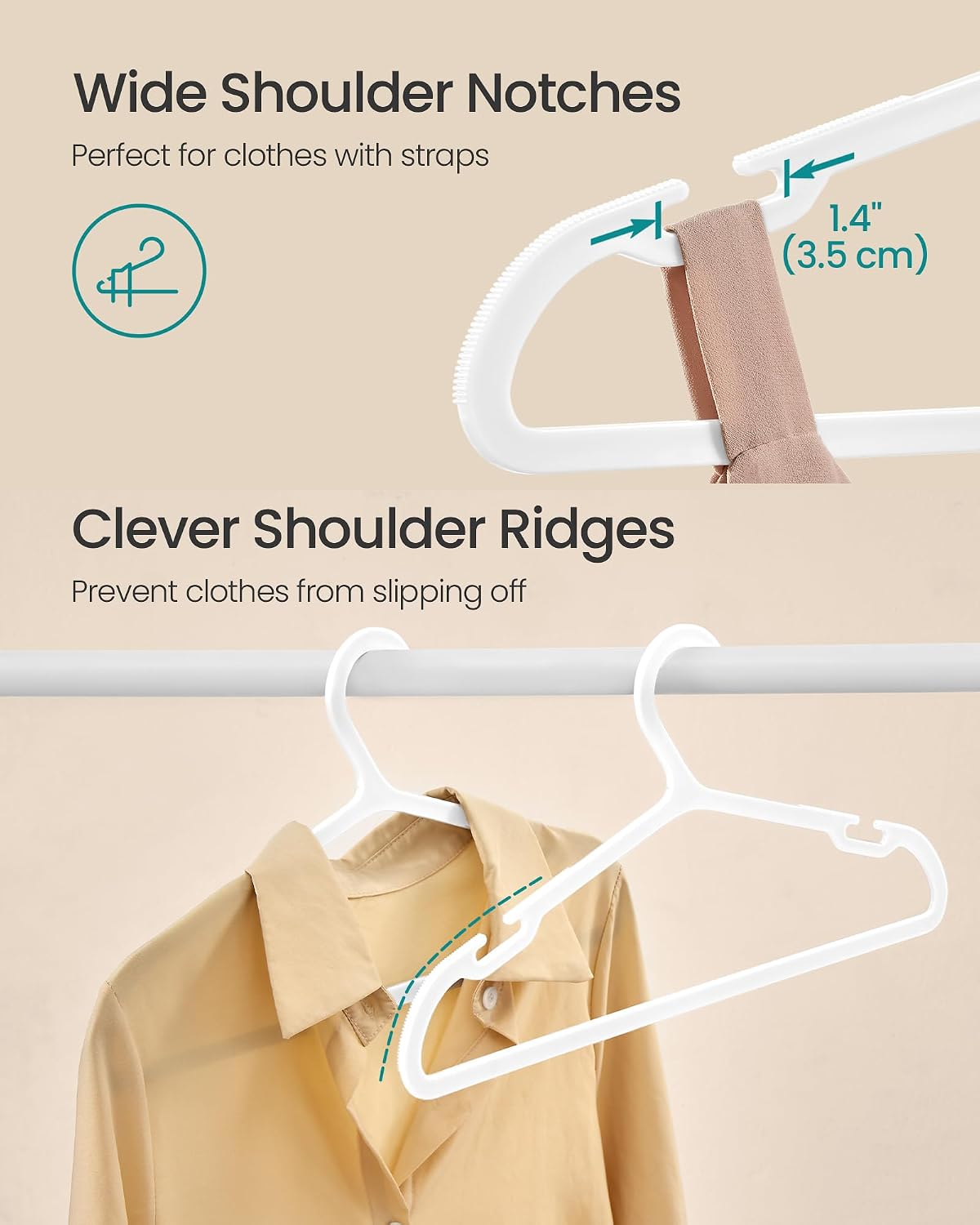 SONGMICS 100 Pack Clothes Hangers, Space Saving, Heavy Duty for Coats