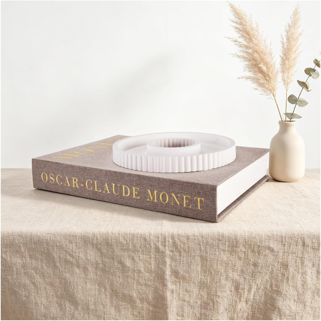 Decorative Book Set with Tray, Linen Coffee Table Books Decor