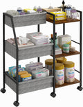 Rolling Nursery Diaper Caddy Organizer Cart, 3-Tier with Dividers